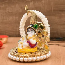 uniqueart Cute Krishna Idol for CAR Dashboard|Krishna Ji Car Dashboard|Bal Gopal Statue Decorative Showpiece - 9 cm image 2