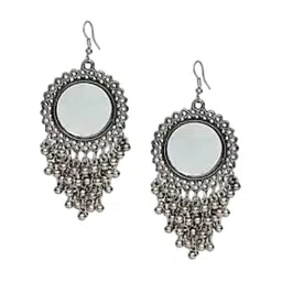 JMBW INTERNATIONAL Set Of 4 Silver-Plated Contemporary Beaded Oxidised Drop Earrings image 2