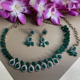 VATSALYA creation Alloy Gold- plated Green Jewellery Set-picture-37