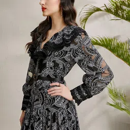JC Collection Women Printed V-Neck Maxi Dress image 4