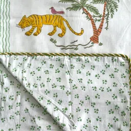 wee hours Cozy Comfort & Soft 6090 Inch Block Print Dohar in Malmal Cotton for Baby- Tiger Print image 2
