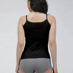 Amul Comfy Women's Cotton Black Plain/Solid Slips with Adjustable Straps - Pack of 3 image 4