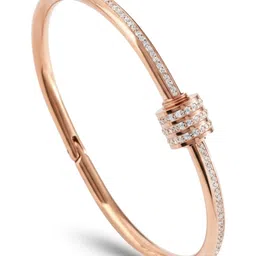 RKB Sales Women Cubic Zirconia Antique Rose Gold-Plated Cuff Bracelet image 2