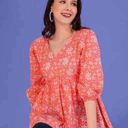 Dream Beauty Fashion top-56-mahi-peach Women Floral Printed Peplum Regular Top-picture-8