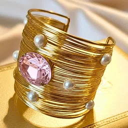 DressBerry Women Crystals Handcrafted Gold-Plated Cuff Bracelet-picture-28