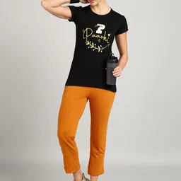 PAAVKI Printed Round Neck Comfortable Pure Cotton T-Shirt & Capris-picture-11