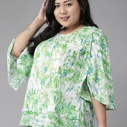 KALINI Tropical Print Flared Sleeve Top image 3
