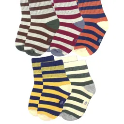 NESKA MODA Unisex Kids Pack Of 5 Multicolored Striped Ankle Length Socks image 2