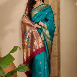 all about you Ethnic Motifs Woven Design Zari Paithani Saree image 3