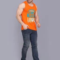 SLOWLORIS Pack Of 2 Printed Scoop Neck Sleeveless Cotton Gym Vests image 5