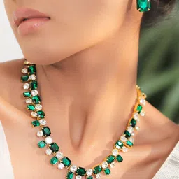 Rubans 18K Gold-Plated Crystals & American Diamond Studded Jewellery Set image 2