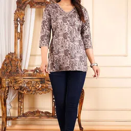 KIRNYA Women Floral Print V-Neck Top-picture-36