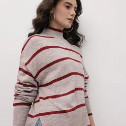 The Roadster Life Co. Striped High Neck Pullover-image-20