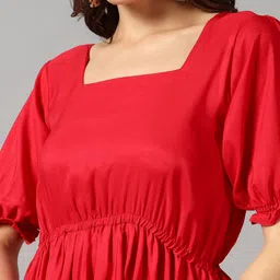 Krunal Raiyani Puff Sleeve Ruffled Fit & Flare Midi Dress image 2