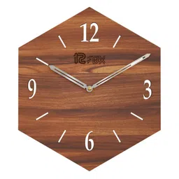 12 fox Brown Geometric Wooden Analogue Wall Clock-picture-30