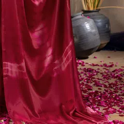 Mitera Tie and Dye Satin Block Print Saree image 2