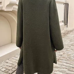 StyleCast Button Front Long Teddy Coat image 4