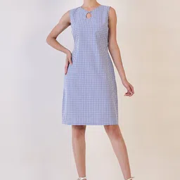 PowerSutra Checked Keyhole Neck Sheath Dress image 1