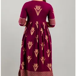 waheguru clothing Floral Print Rayon Blend Stitched Anarkali Gown image 2