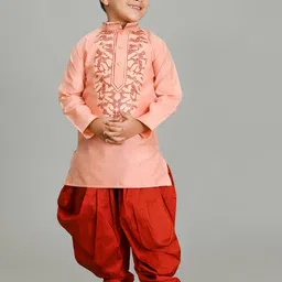 Cae Boys Embroidered Regular Dupion Silk Kurta with Patiala-picture-25