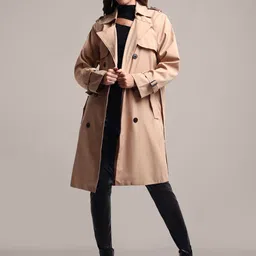 iki chic Women Double Breasted Trench Coat With Belt-image-7
