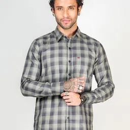 Allen Cooper Men Classic Slim Fit Spread Collar Checked Cotton Casual Shirt-picture-35