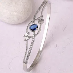 ZENEME Women Brass American Diamond Rhodium-Plated Bangle-Style Bracelet-picture-39