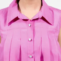 PRIDEWEAR Women Crepe Shirt Style Crop Top image 3