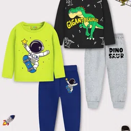 YK X Trampoline Kids Pack Of 2 Graphic Printed Sweatshirt With Pyjamas-picture-32