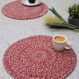 BELLA TRUE 6Pcs White & Grey Printed Cotton Round Table Placemats image 3