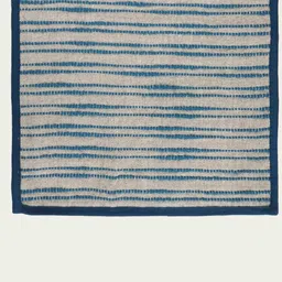 DESIGN GAATHA Beige and Teal-Blue Striped Yarn Dye Table Runner image 4