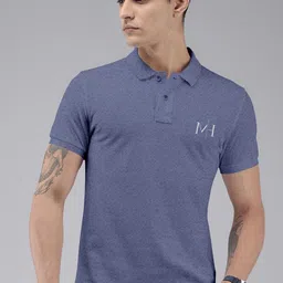 Mast & Harbour Men Solid Polo Collar Cotton Slim Fit Cotton T-shirt-image-87