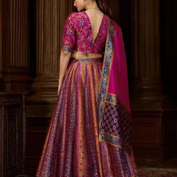 PURVAJA Woven Design Jacquard Ready To Wear Lehenga & Unstitched Blouse With Dupatta image 3