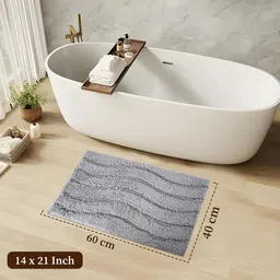 Aura 3-Pcs Grey Waves Pattern Anti-Skid Bath Mats image 3