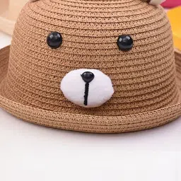 Adorazone Kids Brown Self Design Fedora Hat image 2