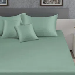 KLOTTHE Green Solid 400 TC King Bedsheet with 2 Pillow Covers image 5