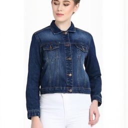 Stylecast X Kotty Spread Collar Cotton Denim Jacket-picture-22