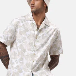 WROGN Men Custom Cuban Collar Floral Printed Cotton Oversized Casual Shirt image 1