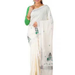 Rst R Selvamani Tex Ethnic Motifs Zari Pure Cotton Kasavu Saree-picture-22