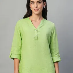 ATARAH Women Mandarin Collar Cotton Kurta-picture-26