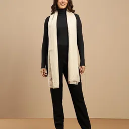 Fabindia Striped Fringed Border Cashmere Wool Shawl-picture-42