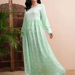 Vishudh Embroidered A-Line Maxi Dress image 2