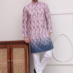 Jompers Ethnic Motifs Printed Band Collar Long Sleeves Regular Kurta With Pyjama-picture-43