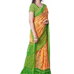 GHAN SALS Ethnic Motifs Printed Brasso Baluchari Saree With Unstitched Blouse image 2