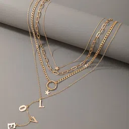DressBerry Gold-Plated Alphabet Multi Layered Multi-Strand Necklace image 1