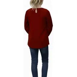 SILK SPARROW Embroidered Cotton Blend Round Neck Regular Tops image 2