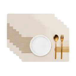 Myntra Elegant Homes 6Pcs Beige & Brown Patterned Waterproof Anti-Slip Table Placemats-picture-17