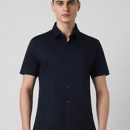 Van Heusen Sport Men Spread Collar Solid Cotton Slim Fit Casual Shirt-image-92