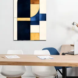 Craftnest creations White & Blue Single Piece Canvas Abstract Wall Paintings image 4