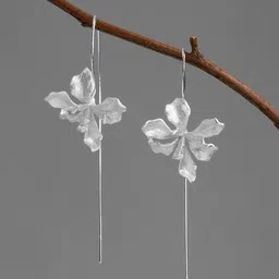 KRENOZ Silver-Plated Floral Shaped Drop Earrings-picture-44